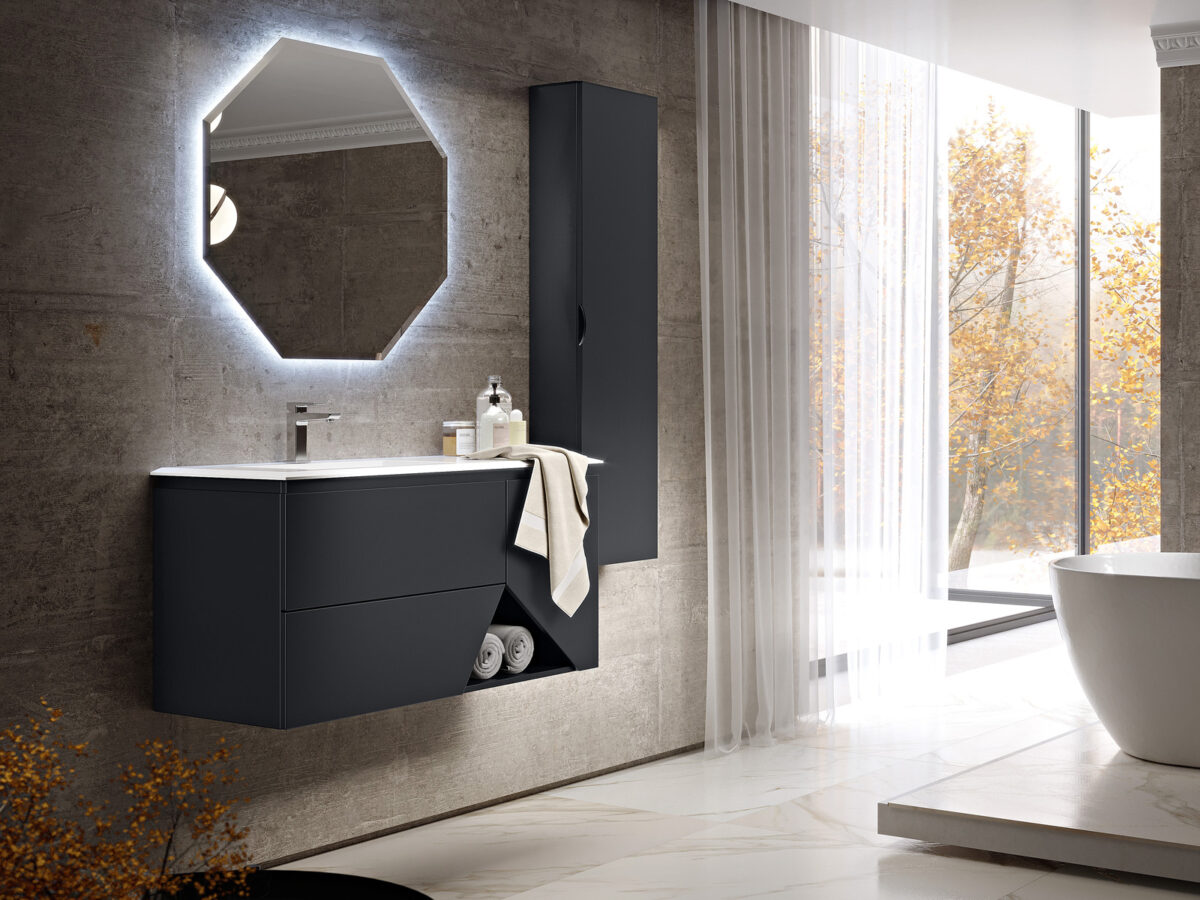BH 55822  HIGH CUPBOARD CM.35X140 BLACK MATT — Նկար 2