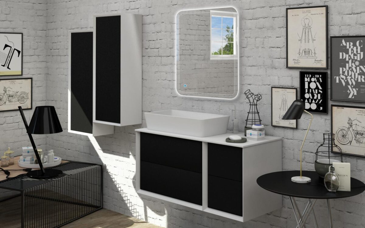 BH 54721 BELLAGIO HIGH CUPBOARD 100X40X25 GRAPHITE - Image 2